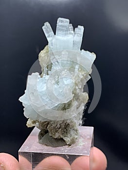 Aquamarine with muscovite mica mineral specimen from Nagar Pakistan