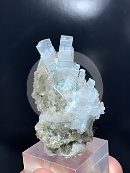 Aquamarine with muscovite mica mineral specimen from Nagar pakistan