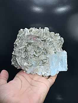 Aquamarine with muscovite mica specimen from Nagar Pakistan