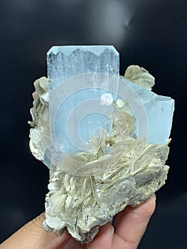 Aquamarine with muscovite mineral specimen from Nagar Pakistan