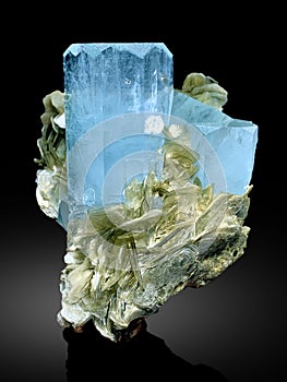 Aquamarine with muscovite mineral specimen from Nagar Pakistan