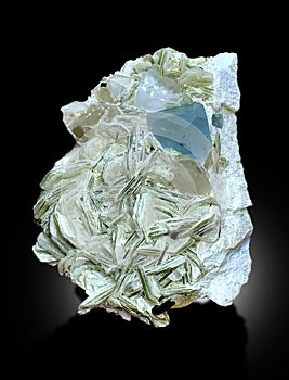 Aquamarine with muscovite Mineral specimen from nagar Pakistan