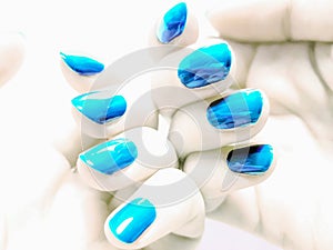 Aquamarine nails manicure