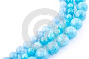 Aquamarine natural crystals gem on white background