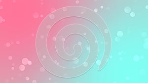Aquamarine and Tickle Me Pink bokeh gradient background loop motion. Moving bubbles colorful blurred animation. Floating circles