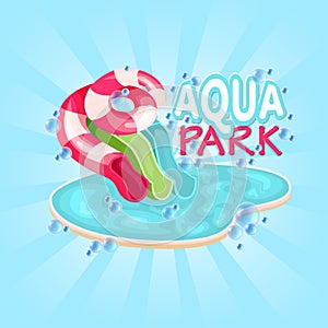 Aquapark cartoon colorfull stock vector illustration