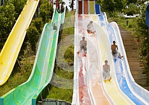 Aquapark constructions in swimming-pool