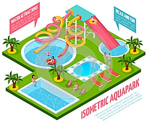 Aquapark Isometric Composition