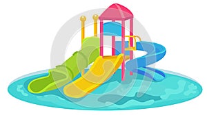 Aquapark with slides for family and children.