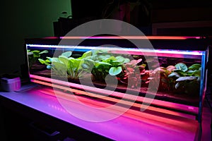 aquaponics system with grow light for optimal plant growth
