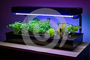 aquaponics system with grow light for optimal plant growth