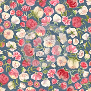 Aquarelle flower seamless wallpaper, blur floral