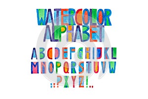 Aquarelle font hand drawn alphabet watercolor illustration