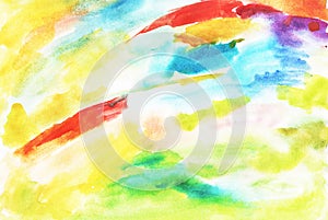 Aquarelle and gouache abstract background, watercolor on paper, yellowish color palette