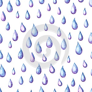 Aquarelle seamless pattern with raindrops.