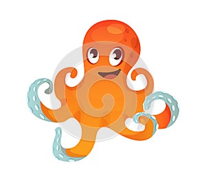 Aquarium cartoon octopus ocean sea animals for games.