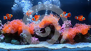 Aquarium Clownfish Anemone Reef Bubbles Underwater