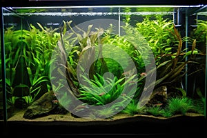 aquarium filled with a variety of aquatic plants and seagrasses