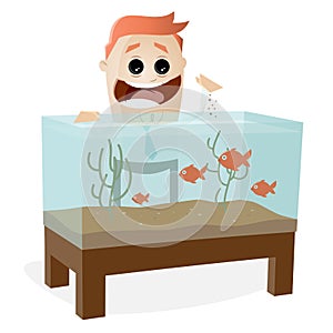 Aquarium fishes hobby man clipart