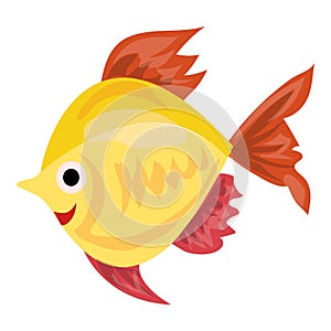 Aquarium gold fish icon, cartoon style