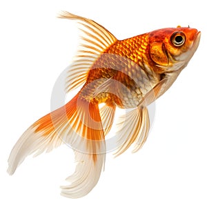 Aquarium goldfish isolated on white background photo