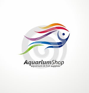 Aquarium shop artistic logo design idea