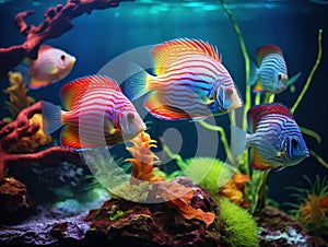 Aquarium tropical discus fish