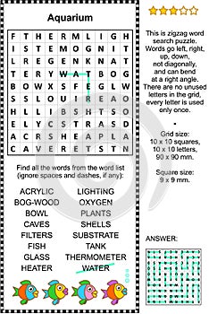 Aquarium word search puzzle