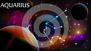 Aquarius Astrological Sign and copy space photo