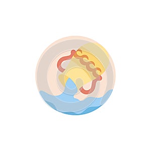 Aquarius cute zodiac sign round vector icon