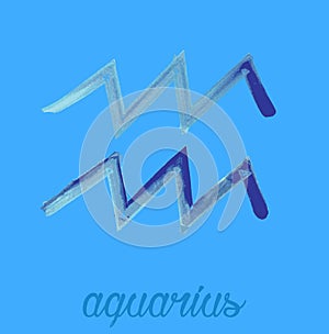 Aquarius icon of zodiac, Vector icon. astrological signs, colorful image of horoscope. Watercolour style