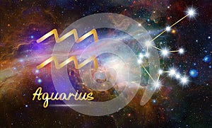 Aquarius Libra Zodiac Sign and Constellation, cosmic background