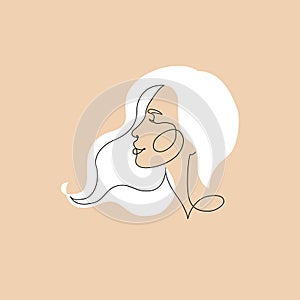 Aquarius woman astrological sign. Beautiful girl in line art style