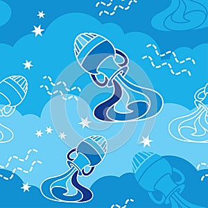 Aquarius - Zodiac seamless pattern