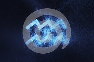 Aquarius Zodiac Sign. Abstract night sky background