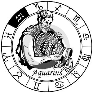 Aquarius zodiac sign black white