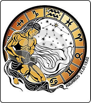 Acuario a zodíaco. horóscopo círculo 