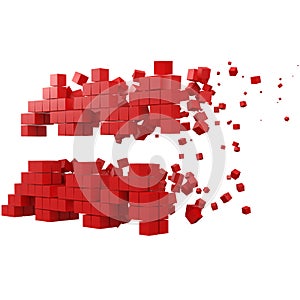 Aquarius zodiac sign shaped data block. version with red cubes. 3d pixel style vector illustration