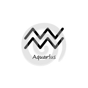 Aquarlus icon. Zodiac line black symbol. Vector isolated