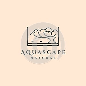 aquascape line art logo vector symbol illustration design