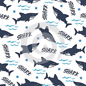 Aquatic Apex Predators Seamless Shark Pattern photo