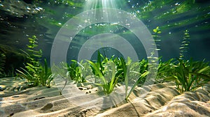 aquatic plants and fish to the play of light and shadow on the sandy bottom