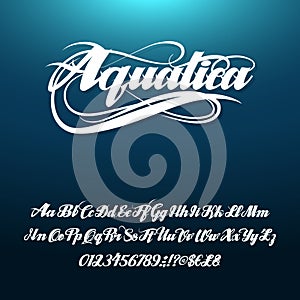 Aquatica calligraphic handwritten alphabetical font