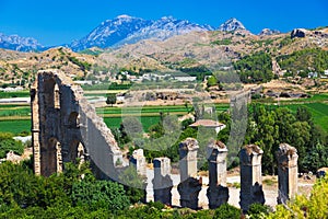 Aqueduct at Aspendos in Antalya, Turkey