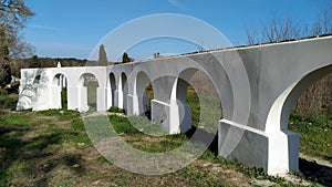 Aqueduct of the Herdade da Mitra, details, near the village of Valverde, Evora, Portugal photo