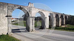 Aqueduct of the Herdade da Mitra, details, near the village of Valverde, Evora, Portugal photo