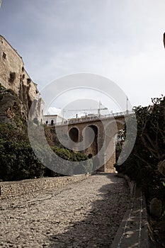 Aqueduct in old town in Polignano a Mare city