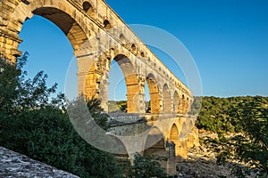 Aqueduct Pont du Gard over Gardon river