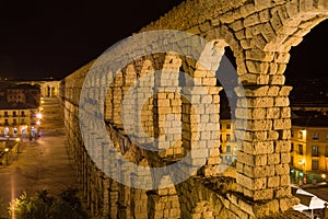 Aqueduct of Segovia from the Lookout at Night