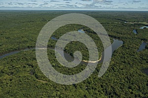 Aquidauana, Mato Grosso do Sul, Brazil: Aerial view of Rio Negro Black River, in the Brazilian wetlands, know as Pantanal